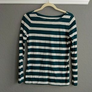 4/$25 ❤️ Ann Taylor LOFT Long Sleeve Striped Boatneck Tee S